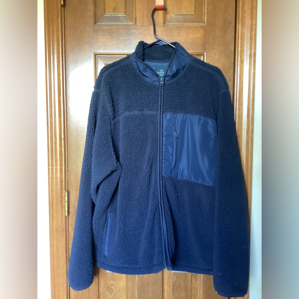 Faded Glory men navy blue full zip XL 46-48 poly thick jacket 5 pockets